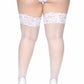 Leg Avenue Spandex Industrial Net Thigh Highs with Stay Up Silicone Lace Top