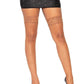 Leg Avenue Spandex Industrial Net Thigh Highs with Stay Up Silicone Lace Top - Brown/Cinnamon - One Size