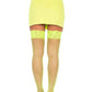 Leg Avenue Spandex Industrial Net Thigh Highs with Stay Up Silicone Lace Top - Neon Yellow/Yellow - One Size