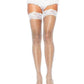 Leg Avenue Spandex Industrial Net Thigh Highs with Stay Up Silicone Lace Top - White - One Size
