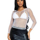 Leg Avenue Spandex Long Sleeved Industrial Net Shirt - White - One Size