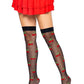 Leg Avenue Spandex Sheer Polka Dot Cherry Thigh Highs - Black/Red - One Size