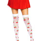 Leg Avenue Spandex Sheer Polka Dot Cherry Thigh Highs - Red/White - One Size