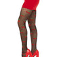Leg Avenue Spandex Sheer Polka Dot Cherry Tights - Black - One Size