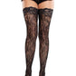 Leg Avenue Stay-Up Lace Top Cross Hatch Floral Lace Thigh Highs