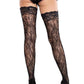 Leg Avenue Stay-Up Lace Top Cross Hatch Floral Lace Thigh Highs