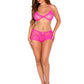 Leg Avenue Strappy Lace Bra Top and Boyshorts with Keyhole Back and Mini Bow Detail