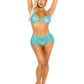 Leg Avenue Strappy Lace Bra Top and Boyshorts with Keyhole Back and Mini Bow Detail