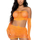 Leg Avenue Strappy Lace Tube Dress and Matching Gloves - Orange - One Size - 2 Pieces