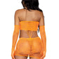 Leg Avenue Strappy Lace Tube Dress and Matching Gloves - Orange - One Size - 2 Pieces