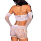 Leg Avenue Strappy Lace Tube Dress and Matching Gloves - White - One Size - 2 Pieces