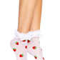 Leg Avenue Strawberry Polka Dot Ruffle Top Anklets - Red/White - One Size