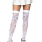 Leg Avenue Sugar Skull Net Thigh Highs - White - One Size