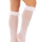 Leg Avenue Sweetheart Knit Knee Highs with Lace Ruffle Cuff - White - One Size