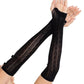 Leg Avenue Sweetheart Striped Keyhole Arm Warmers with Mini Bow Accents - Black - One Size