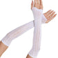 Leg Avenue Sweetheart Striped Keyhole Arm Warmers with Mini Bow Accents - White - One Size
