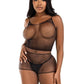 Leg Avenue Twist Net Tank Top and Boy Shorts - Black - One Size - 2 Piece