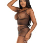 Leg Avenue Twist Net Tank Top and Boy Shorts - Black - One Size - 2 Piece