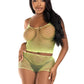 Leg Avenue Twist Net Tank Top and Boy Shorts - Lime - One Size - 2 Piece