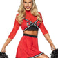 Leg Avenue Varsity Babe Set Crop Top with Cheer Logo, Pleated Skirt, and Pom Poms - Red - XSmall - 3 Piece