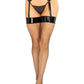 Leg Avenue Vinyl Garter Belt with Attached Fishnet Stockings and Matching G-String Panties