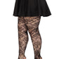 Wild Rose Net Tights - 1x-2x - Black