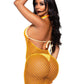Leg Avenue Woven Net Twist Halter Mini Dress - Neon Orange/Orange - One Size