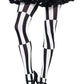 Leg Avenue Woven Opaque Striped Optical Illusion Pantyhose - Black/White - Queen/XLarge/XXLarge