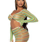 Leg Avenue Zig Zag Net Gauntlet Sleeve Crop Top and Mini Skirt