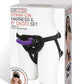 Lux Fetish Strap-On Harness and Silicone Dildo - Black/Purple - 5in - Set