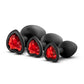 Luxe Bling Butt Plugs Silicone Training Kit with Red Gems (3 Size Kit