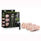 M For Men Soft and Wet Self-Lubricating Vibrating Masturbator Kit - Flesh/Vanilla - Set Of 3