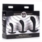 Master Series Dark Delights Curved Silicone Anal Trainer - Black - 3 Piece/Set