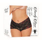 Open Lace Boy Shorts - Black - Plus Size/Queen