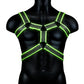Ouch! Bonded Leather Body Harness - Black/Glow In The Dark/Green - Medium/Small