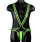 Ouch! Bonded Leather Full Body Harness - Black/Glow In The Dark/Green - Large/XLarge