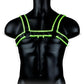 Ouch! Chest Bulldog Harness - Black/Glow In The Dark/Green - Large/XLarge