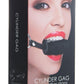 Ouch! Cylinder Gag with Leather Straps - Black/Metal