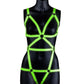 Ouch! Full Body Harness - Glow In The Dark/Green - Medium/Small