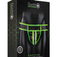 Ouch! Striped Jock Strap - Black/Glow In The Dark/Green - Large/XLarge