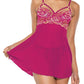 Pink Pussycat Babydoll and Thong - Pink/Rose Gold - Small