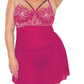 Pink Pussycat Babydoll and Thong - Pink/Rose Gold - XLarge