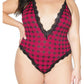 Pink Pussycat Plaid Teddy - Black/Pink - XLarge