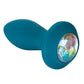 Power Gem Vibrating Petite Crystal Probe Silicone Rechargeable Butt Plug - Blue
