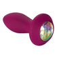 Power Gem Vibrating Petite Crystal Probe Silicone Rechargeable Butt Plug - Purple