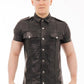 Prowler Red Leather Punch Hole Shirt - Black - XLarge