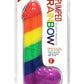 Pumped Rainbow Silicone Realistic Dildo with Balls - Multicolor - 9in