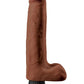 Real Feel Deluxe No. 10 Wallbanger Vibrating Dildo with Balls - Chocolate - 10in