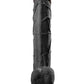 Real Feel Deluxe No. 12 Wallbanger Vibrating Dildo with Balls Waterproof - Black - 12in
