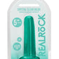 Realrock Crystal Clear Dildo with Suction Cup - Clear/Green - 5.3in